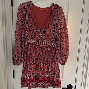 Oliphant Pink and Red Long Sleeve Dress